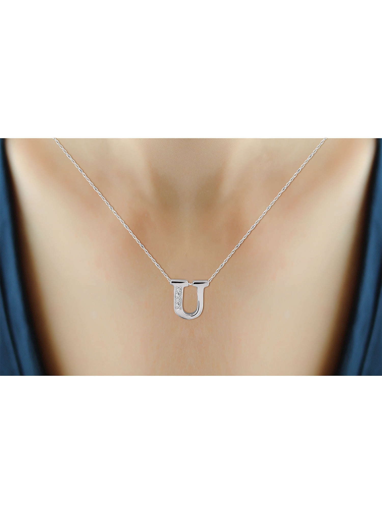 Yours Truly Diamond Accent Sterling Silver Initial Necklace