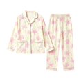 thumbnail image 2 of VISALY Women Pajamas Set Sleepwear Fall 2 Piece Soft Lounge Pjs Button Down Pajamas Long Sleeve Top and Wide Leg Pants Cute Casual Comfy Soft Loungewear Button Up Fall Fashion Clothes C M, 2 of 4