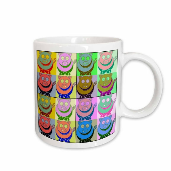 3drose, Cartoon Pig Pop Art, 11oz Mug