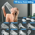 thumbnail image 4 of Water Shower Faucet High Pressure 10-mode Handheld Shower Head - Anti-clog Nozzles, Built-in Power Wash to Clean Tub, Tile & Pets, Extra Long 59INCH. Stainless Steel Hose, Wall Overhead Brackets, 4 of 6