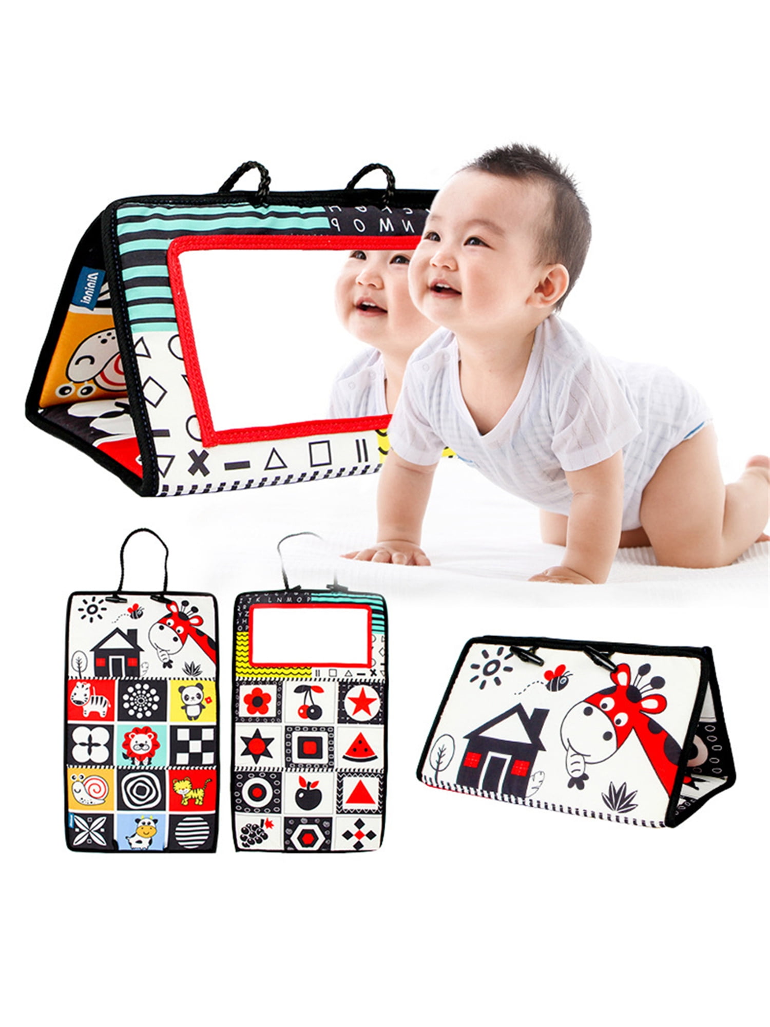 Shakub Tummy Time Floor Mirror Baby High Contrast Colors Brain