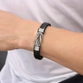 thumbnail image 3 of Knot Bracelets Gifts for Man Christmas Valentines day Gifts Black Braided Leather Infinity Bracelets Lettering Love You Forever Gifts for Son Grandson Husband Boyfriend Brother Man, 3 of 6