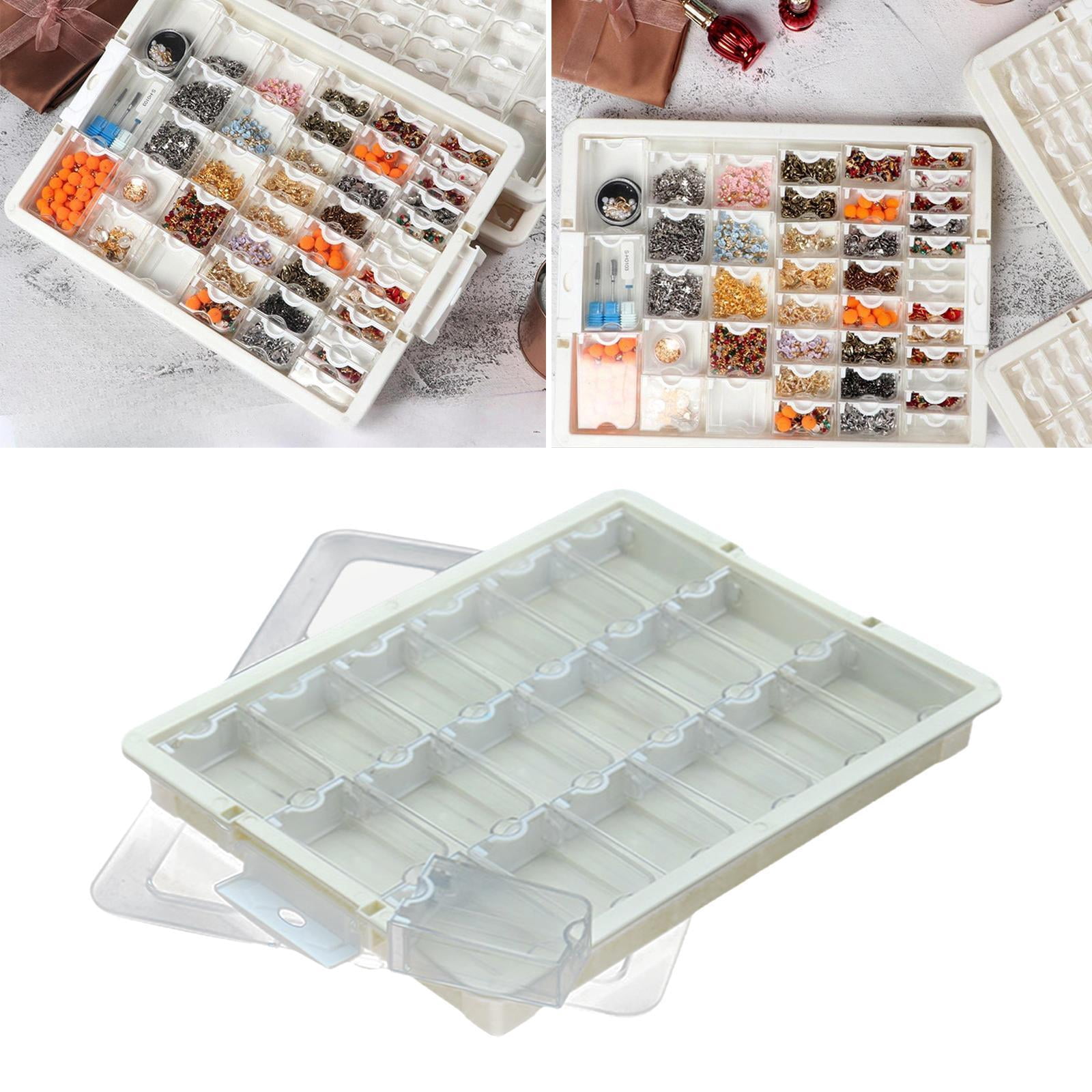 QccHieUs Bead Storage Box Bead Organizer Box with Lid Portable with Compartments Supplies 18 Grid