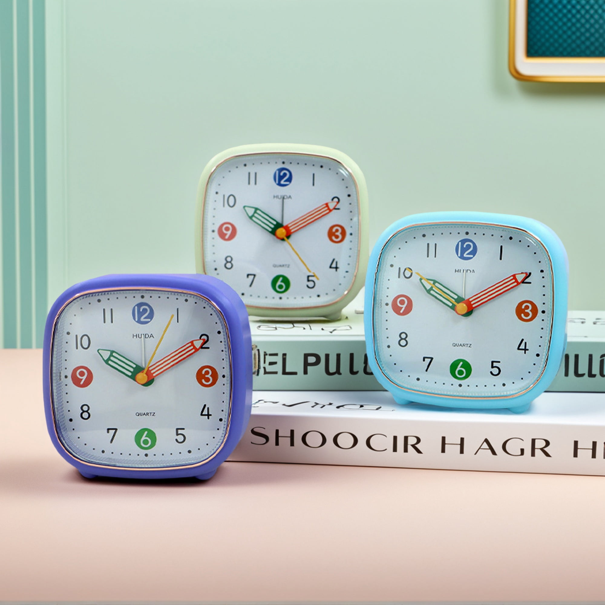 Unique Bargains Mechanical Alarm Clock Pink 4.1"L x 1.8"W x 4.1"H