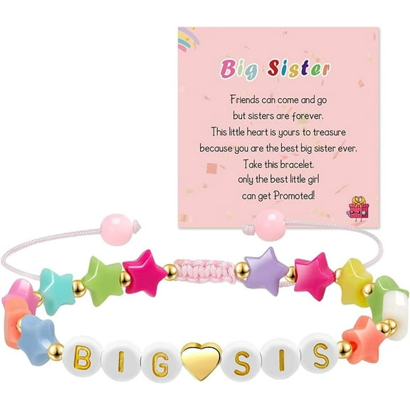 Sdmnsg-T Big Sister Bracelet, Colorful Little Sister Jewelry, Letter Beads Bracelet, Sister Jewelry Gifts for Daughter Granddaughter Niece Big Sister