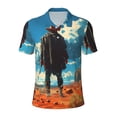 thumbnail image 2 of Daiia Lone Cowboy Desert Scene Pattern Men’s Polo Shirts,Solid Deck Shirt,Classic Fit, Breathable Cotton Polo for Casual and Sport Wear-4X-Large, 2 of 7