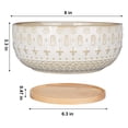thumbnail image 7 of Ordivic 8 Inch White Ceramic Succulent Planter with Drainage Hole and Bamboo Tray – Round Shallow Bonsai Pot for Indoor Plants, 7 of 7