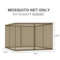 thumbnail image 2 of BPS 12' x 14' Gazebo Universal Mosquito Netting Screen Replacement, 4-Panel Screen Walls with Double Zippers for Outdoor Patio - Brown (Mosquito Net Only), 2 of 7
