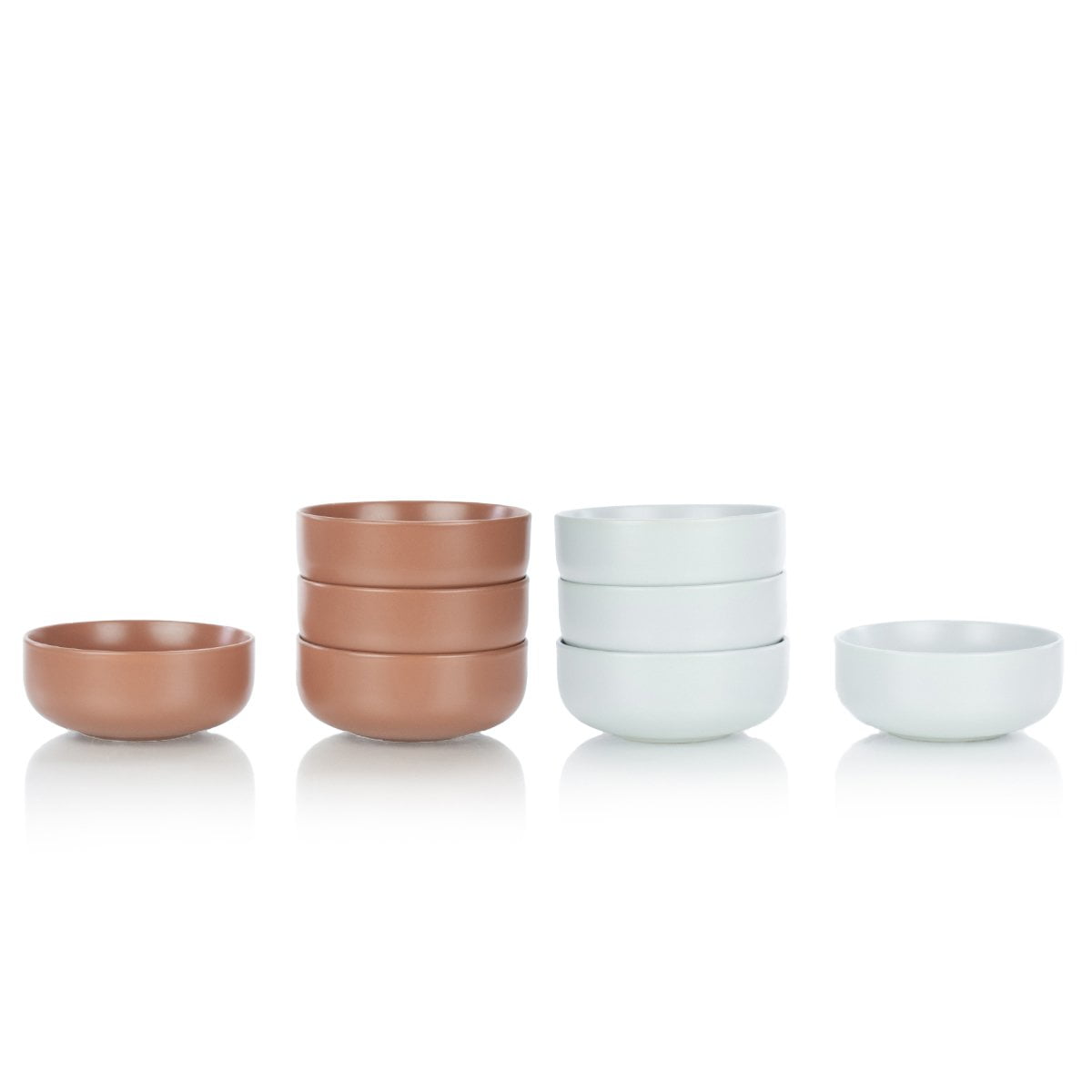 Everything Kitchens Modern Flat 8Piece Bowl Set Terracotta & Stone
