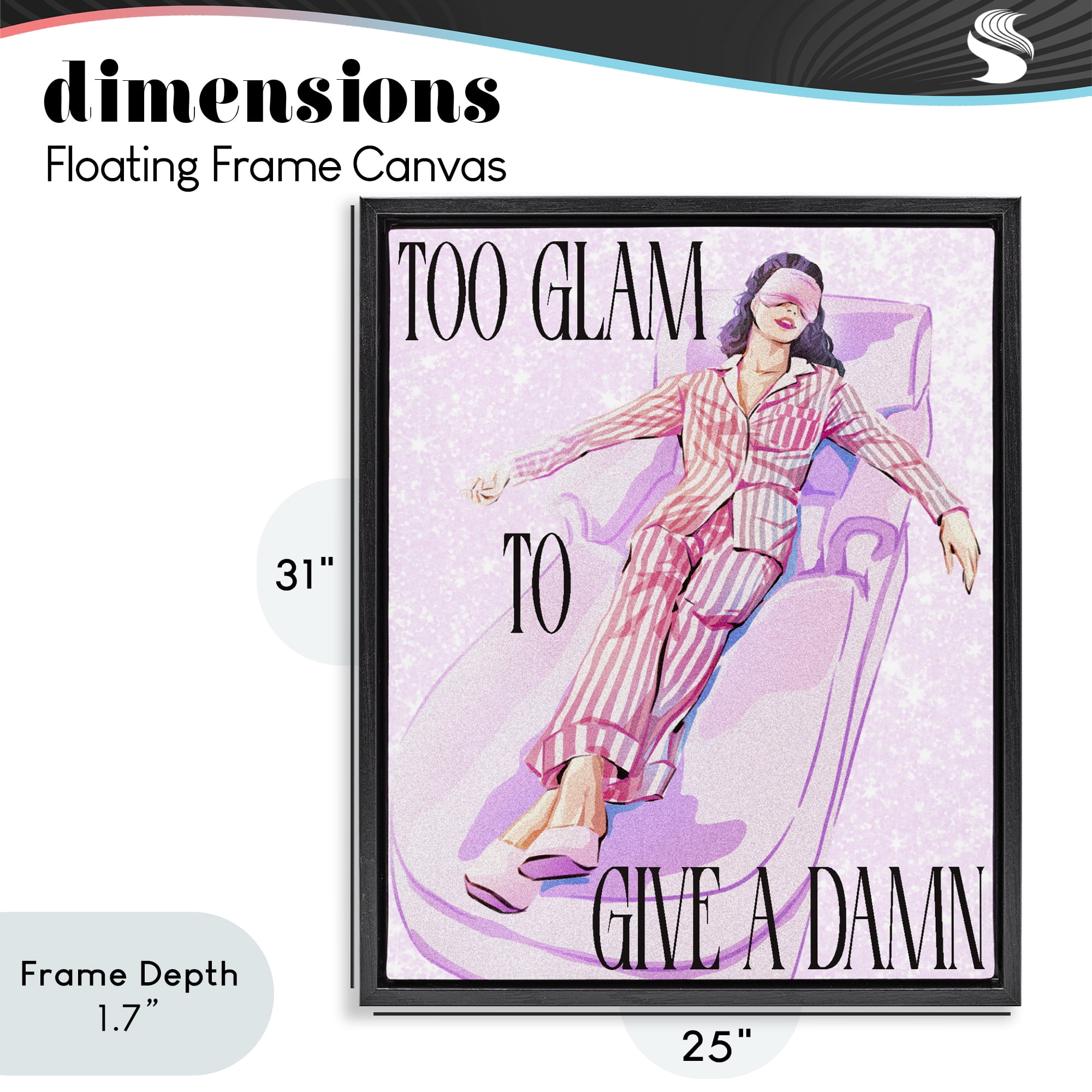 Stupell Industries To Glam To Care Black Framed Floater Canvas Wall Art, design by Ziwei Li