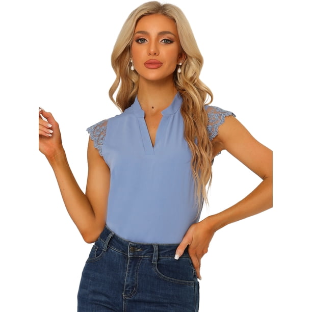 Blusa Básica Sin Mangas Allegra K Gris Azul S
