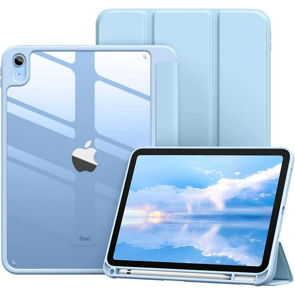 ShenMo Case for iPad 10th Generation, 2022 iPad 10.9 Model, Soft TPU Case for iPad 10, Cover with Apple Pencil Holder, Transparent Back, Auto Wake/Sleep