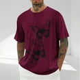 thumbnail image 2 of ZCFZJW Cute Butterfly Tops for Men Big and Tall Casual Summer Short Sleeve Oversized Crewneck Graphic T-Shirts Lightweight Pullovers Wine L, 2 of 5