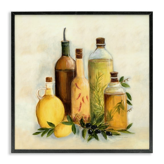 Stupell Industries Traditional Kitchen Cooking Oils Food & Beverage Painting Black Framed Art Print Wall Art, 12 x 12