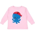 thumbnail image 3 of Inktastic Pirate Octopus, Blue Octopus With Red Pirate Hat Boys or Girls Long Sleeve Toddler T-Shirt, 3 of 5
