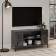 thumbnail image 2 of Systembuild Evolution Sunset District Metal TV Stand for TVs up to 50" with Perforated Metal Mesh Accents, Black, 2 of 13