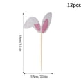 thumbnail image 3 of Pack de 12 adornos para tarta de orejas de conejito de Pascua – banderas de magdalenas de papel con purpurina, carteles de fiesta rosas y rosa fuerte, púas de madera de grado alimentario, 3 of 6