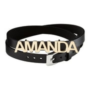 Personalized Women's Sterling Silver or Gold over Silver Uppercase Name Leather Wrap Bracelet And Choker, 14.75"