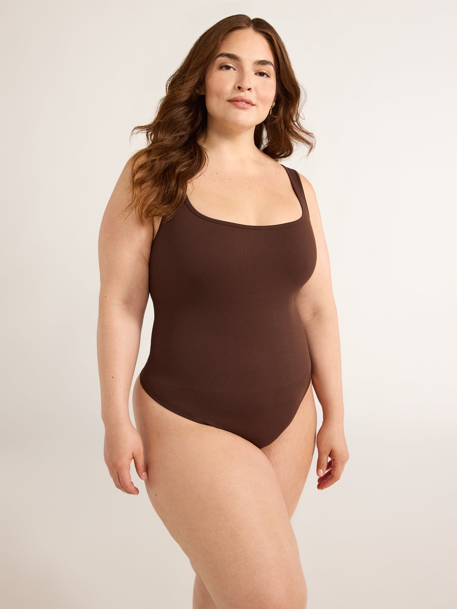 Joyspun Women's Seamless Slimming Square Neck Tank Bodysuit, 2-Pack, Sizes S-XXXL