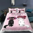 thumbnail image 1 of Cat Duvet Cover Set Digital Different Color Cartoon Cute Cat Bedding Set Bedclothes Double Queen King Size Polyester Qulit Cover, 1 of 7