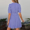 thumbnail image 6 of JoveMarine Cocktail Dresses for Women Striped Short Sleeve - V-Neck Button Up A-Line Shirt Dress for Office and Beach Party,Blue M, 6 of 8