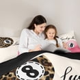 thumbnail image 4 of Erosebridal Leopard & Pink 8 Ball Print Twin Comforter Sets, Sports Monogram Bedding Set for Girls, Black Reversible 2 Pieces, 1 Comforter and 1 Pillowcase, 4 of 6