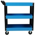 thumbnail image 4 of Heavy Duty 3 Tier Rolling Tool Cart, Blue - Lockable Casters & Side Pegboardfor Repair Shop, Garage, Warehouse,（Red）, 4 of 11