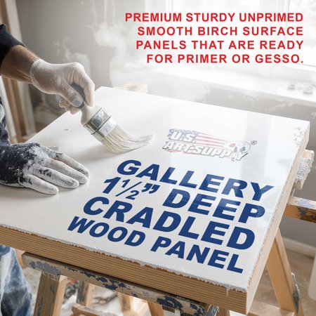 U.S. Art Supply 4 x 12 Unfinished Cradled Wood Panels for Painting, Gallery 1-1/2 Deep (4 Pack) - Artist Depth Wooden Wall Canvases - Mixed-Media Craft, Acrylic, Oil, Encaustic, Paint Pouring‼️missing another 2pack‼️