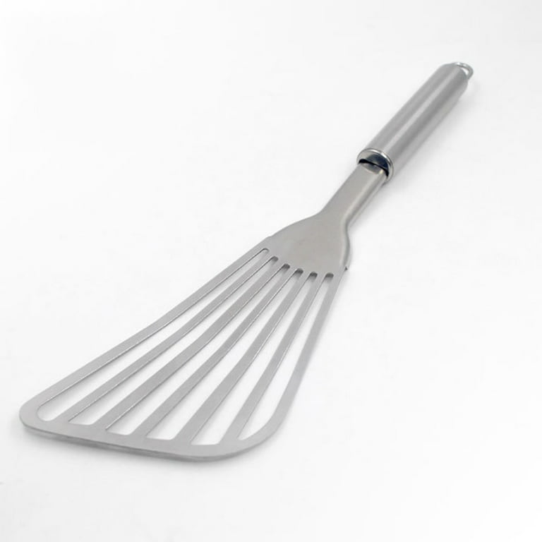 Farfi Grilling Spatula Food Grade Heat Resistant Stainless Steel Non-stick  Fish Steak Turner Spatula Kitchen Gadget for Home (Grey)