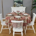 thumbnail image 2 of Red Boho Ethnic Floral Patchwork Pattern Round Tablecloth 60"x60",Wrinkle Wipeable Table Cloth for Kitchen Dining Room Picnic Patio Party, 2 of 6