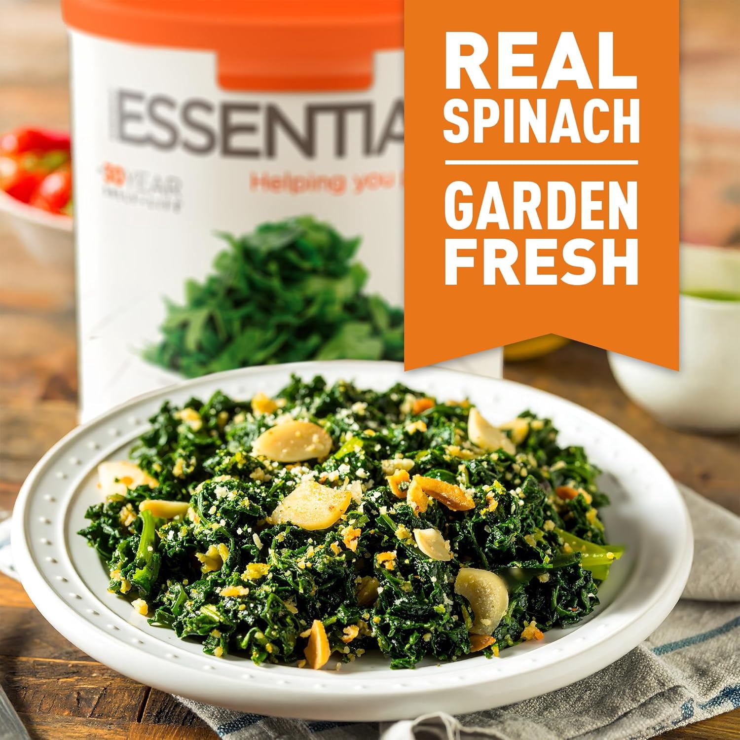 Emergency Essentials Freeze-Dried Chopped Spinach | Real Spinach for Everyday Cooking & Long-Term Food Storage | #10 Can | 15 Servings | Plant-Based Pantry Staple