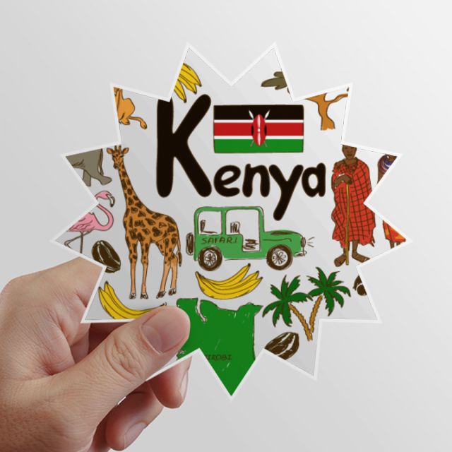 Kenya amor corazon Landscap bandera nacional Calcomanías solares de vinilo