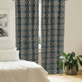 thumbnail image 2 of Ambesonne Ethnic Curtains, Knitted Jacquard, Pair of 28"x63", Brown and Dark Blue, 2 of 5