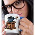 thumbnail image 2 of 3drose, Cute Kawaii Illustration of a Coffee Grinder, 15oz Two-tone Blue Mug, 2 of 6
