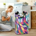 thumbnail image 5 of Yayeee Freestanding Laundry Hamper with Handle Collapsible Large Storage Basket for Clothes, Colorful Wavy Pattern, 5 of 7