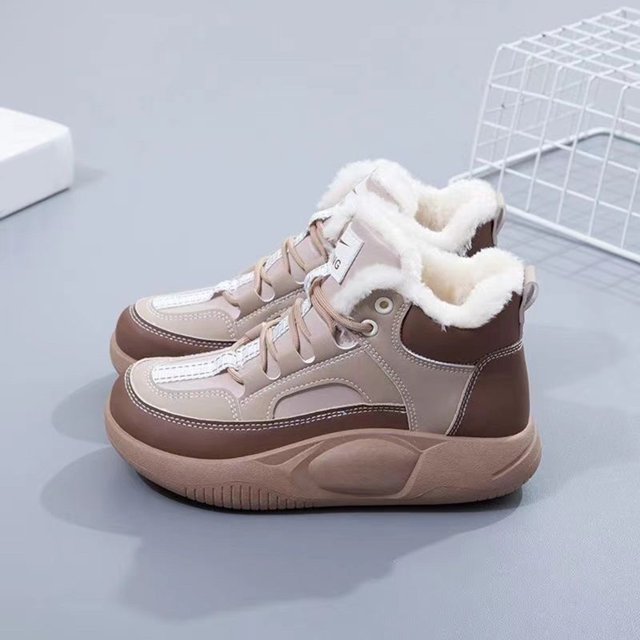 Botas de nieve Mujer Zapatos planos Patchwork PU Cuero Corto para invierno (40) Caqui DQrwqpou Tenis De Mujer Tenis De Hombre