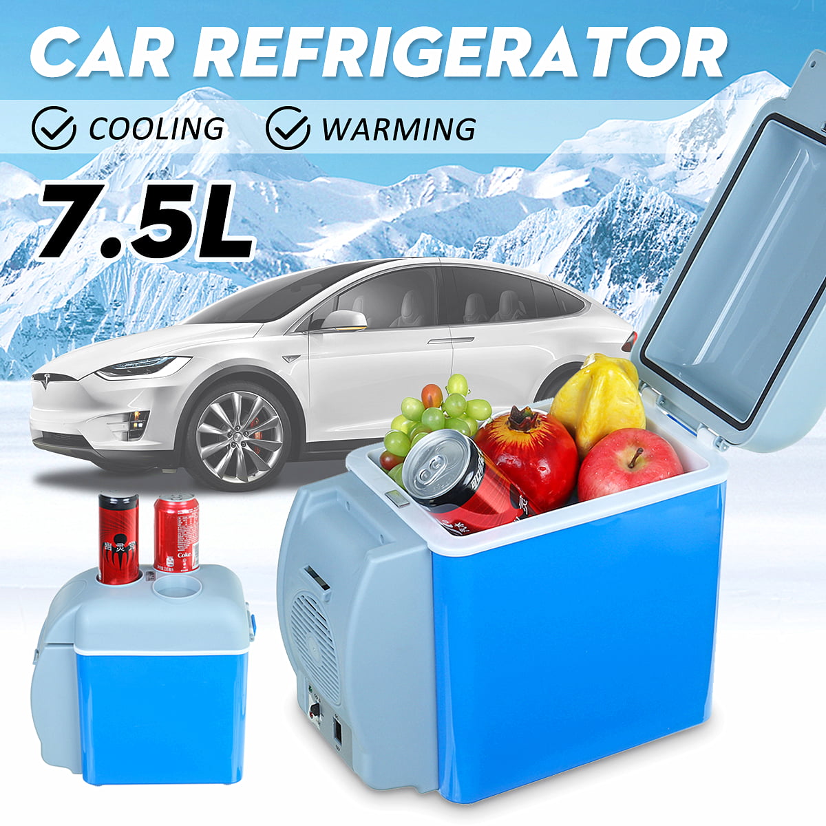 7.5L Portable Electic Car Refrigerator Mini Fridge Warming Refrigerator DC 12V 