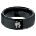 thumbnail image 2 of Tungsten Yin Yang Couple Child Band Ring 8mm Men Women Comfort Fit Black Beveled Edge Polished, 2 of 4