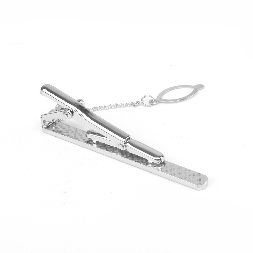 Pince à Cravate Homme En Métal Argenté - Clip De Serrage Simple, 60mm - 6
