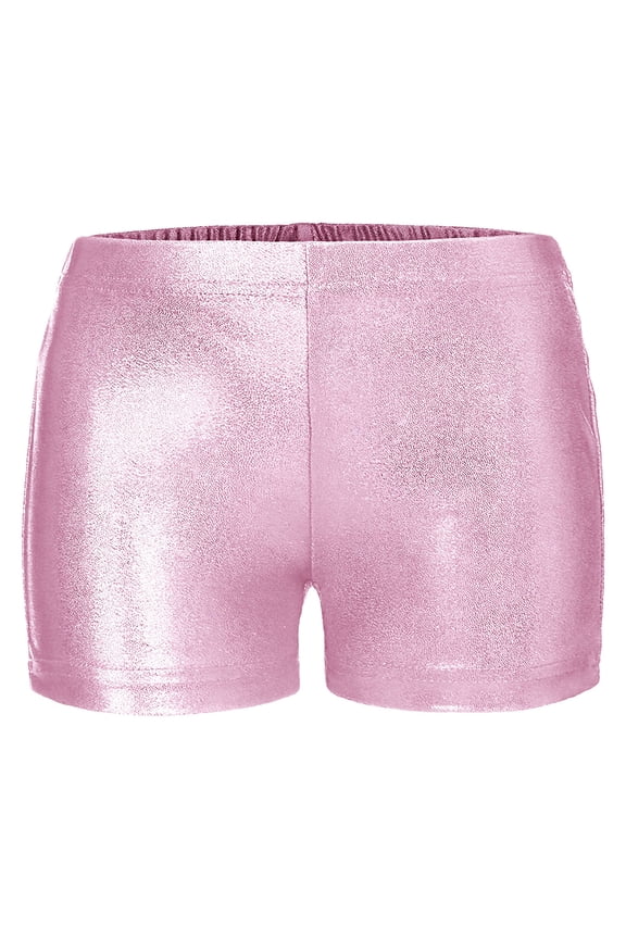 Kids Girls Sports Shorts Bronzing Cloth Bottoms for Ballet Dance Yoga Pink 9-10