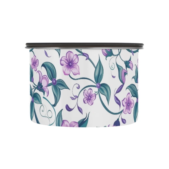 Purple Cherry Blossom Flower Airtight Coffee Bean Canister 17oz Food Storage Containers with Lids For Gournd, Tea, Sugar, Flour, Rice, Cereal, Candy Cookie Jar