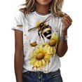 thumbnail image 3 of Bee And Flowers T Shirts Basic T-Shirt Short Sleeve Ladies Tee Shirt Summer Graphic Clothing, 3 of 5