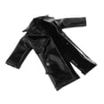 thumbnail image 3 of Figura masculina a escala 1/12, ropa, chaqueta larga, disfraz, accesorio de moda para modelo de hombre de 6 pulgadas, gabardina negra de cuero PU., 3 of 9