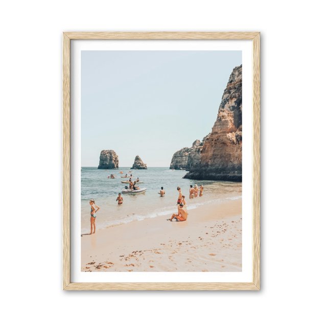 Cuadro de pared Hesendot, playa de la costa de Amalfi, 30 x 40 cm, marco de roble