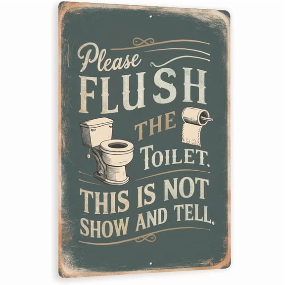 8x12 Funny Vintage-Style Bathroom Sign - 'PLEASE FLUSH THE TOILET' - Humorous Wall Decor