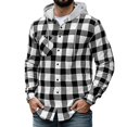 thumbnail image 2 of LYSMORA Mens Plaid Button Down Hooded Shirt Long Sleeve Chest Pocket Casual Outdoor Hoodie Shacket, 2 of 5