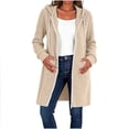 thumbnail image 2 of Sweatshirt for Women Soft Cozy Ribbed Knit Zip Up Hooded Coat Side Pockets Drawstring Hood Home for Lounge Travel Layering | TruBelle,Beige L, 2 of 7