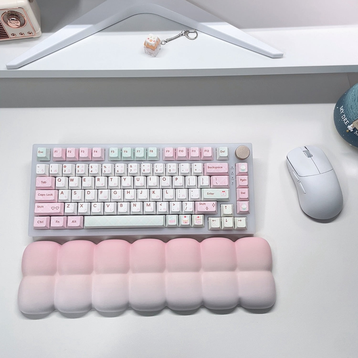 Tatami Style Memory Foam Keyboard Wrist Rest, Ergonomic Palm Support Pad for 75% Mechanical Keyboard, Office Gaming Wrist Cushion for Women