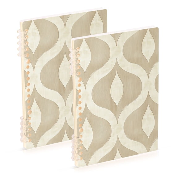 FORMRS 1-Subject Spiral Notebook 8" x 5" College Ruled 60 Refillable Sheet A5 Hard Cover, 2 Pack, Light Brown Pattern