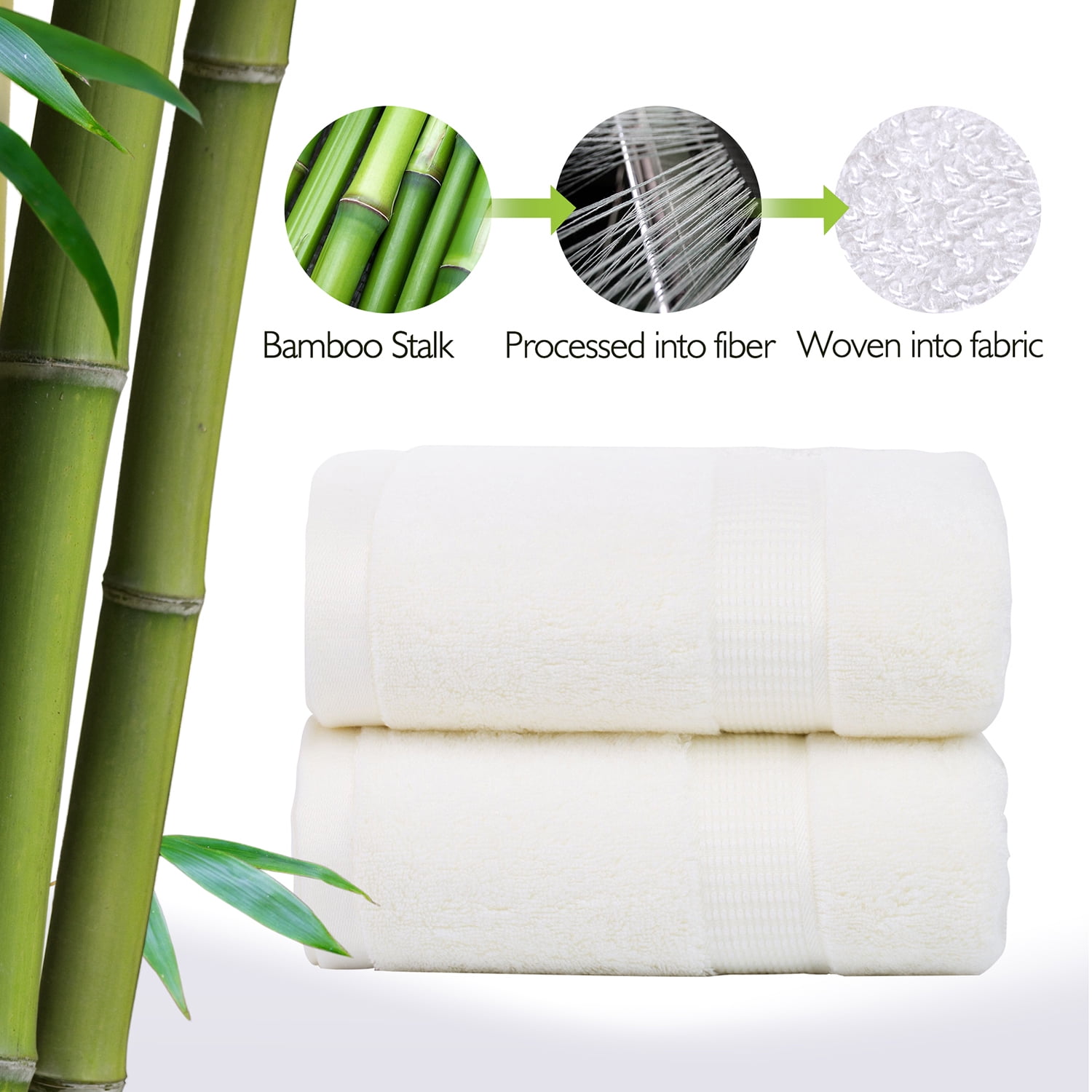 2 Pack Luxury Bamboo Towels Bath Towel Set Soft & Absorbent for Bathroom 27"x54" 